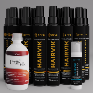 Kit Tônico Capilar Hairvik Masculino - 12 Unidades + Brindes: Blend Hairvik Barba e Prosvik